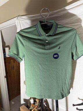 Nautica Seafoam Green Polo with Navy Accents